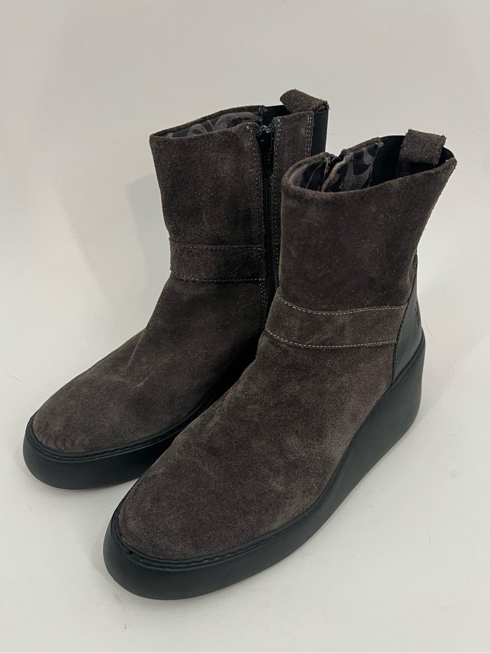 Fly London Women's Doxe Brown Suede Platform Boots